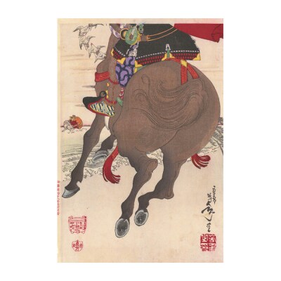 オリジナル【レプリカ浮世絵(2枚絵)月岡芳年作「一ノ谷合戦」】/名古屋刀剣博物館