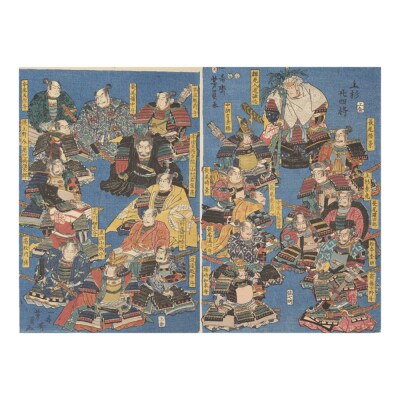 オリジナル【レプリカ浮世絵(2枚絵)歌川芳員作「上杉廿四将」】/名古屋刀剣博物館