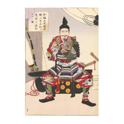 オリジナル【レプリカ浮世絵(2枚絵)月岡芳年作「新撰東錦絵 於楠正成桜井駅ニ一子正行ニ遺訓シテ訣別ス