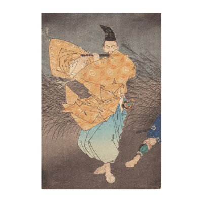 オリジナル【レプリカ浮世絵(3枚絵)月岡芳年作「藤原保昌月下弄笛図」】/名古屋刀剣博物館