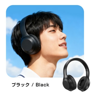 ワイヤレスイヤホンヘッドホン 【ブラック】
