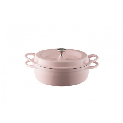 オーブンポットラウンド 22cm 浅型　シェフモデル　【パールピンク】