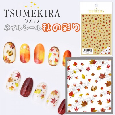 ツメキラ ネイルシール 1枚 【秋の彩り】ネイルアート ジェルネイルに埋め込む レジン パーツ用品