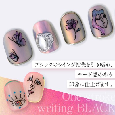 ツメキラネイルシール1枚SANZOUプロデュース【One stroke writing BLACK】