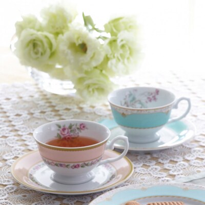 ナルミ フローラルブティック スプーン付ティーカップ&ソーサー(アソート) 190cc 2人用