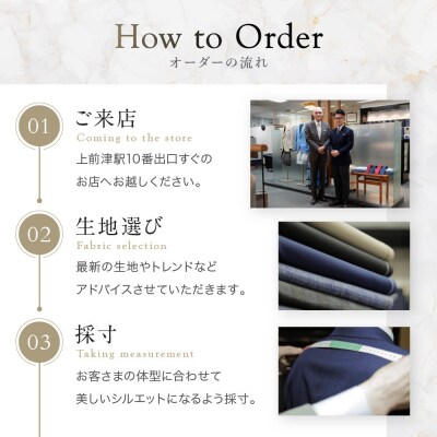 【父の日】【テーラー神谷】　オーダースーツ&ジャケット洋服御誂え券