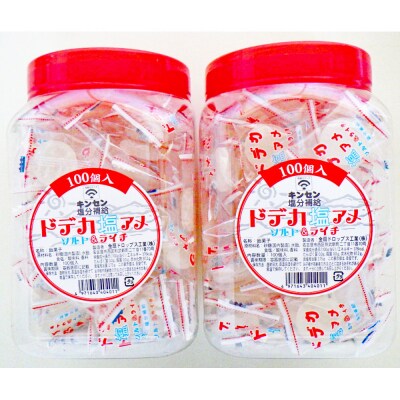 金扇　容器入りドデカ塩飴　100個入り×2ポット