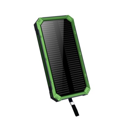 【グリーン】モバイルバッテリー 15000mAh 2in1 ソーラーパネルを搭載