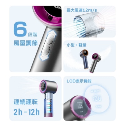【ブルー】手持ちターボファン 手持ち扇風機 ポータブル扇風機【PL保険加入済み製品】