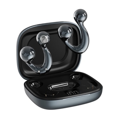 【グレー】イヤリング型ワイヤレスイヤホン Bluetooth6.1 空気伝導