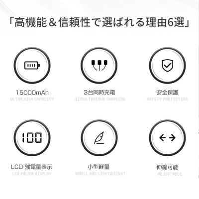 モバイルバッテリー 15000mAh 57.75Wh【PL保険加入済み製品】