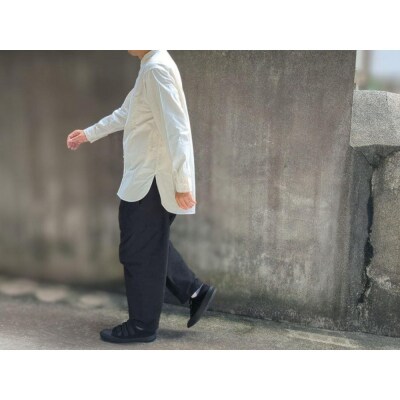 OSOCU　知多木綿 無漂白無染色生地 バンドカラーシャツ Lサイズ
