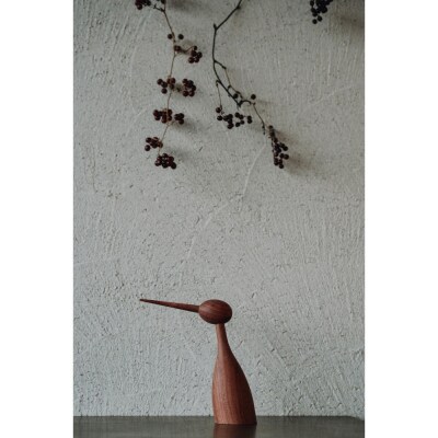 【Bubinga ブビンガ/あか茶】銘木再生/幸運を運ぶ木製オブジェliving_bird 鶴