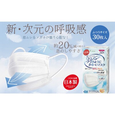 息ラクラク 羽のようにかる～いマスク　ふつう　30枚入り×4箱