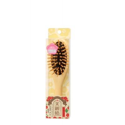 【セット】美麗椿クッションブラシ小+つげのくし(ねこ)携帯袋付き