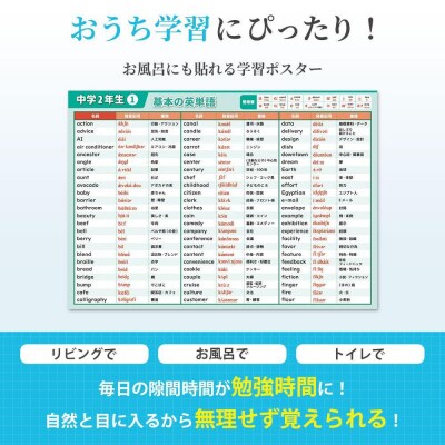 学習ポスター　英語　中学二年　基本の英単語【A4ユポ紙6枚+A4コート紙6枚セット】
