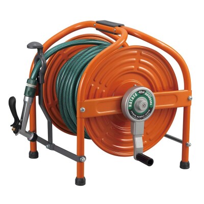 テツノホースリール  塩ビホース41m レバーノズル付 HLA-40N＜オレンジ＞