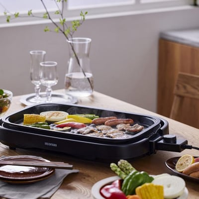 網焼き風ホットプレート 3枚焼き IHA-A30-B ブラック アイリスオーヤマ