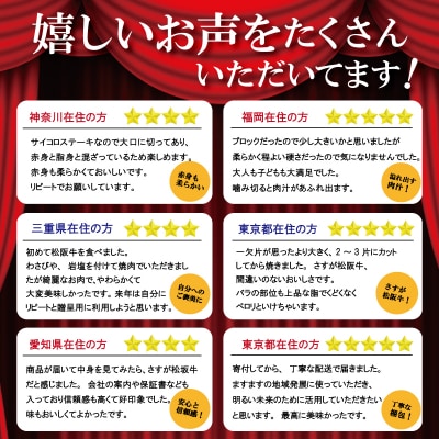 松阪牛 サイコロ ステーキ (モモ・バラ) 240g×3P　SS3