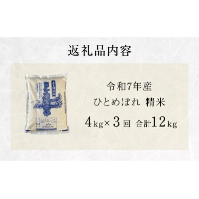〈先行受付〉米 令和7年産 <定期便>ヨシ腐葉土米 精米12kg(4kg×3回発送) ひとめぼれ