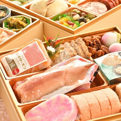 【さとふる限定】<2021新春>むつ市三段重特製おせち 本州最北陸奥の国 4つの海の贈り物「四宝」