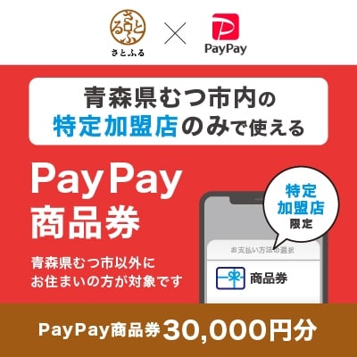 青森県むつ市　PayPay商品券(30,000円分)※地域内の一部の加盟店のみで利用可