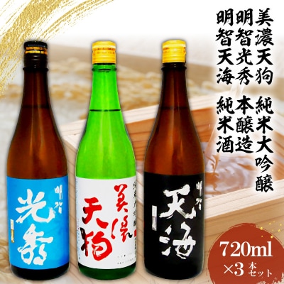 日本酒　美濃天狗 純米大吟醸+明智光秀 本醸造+明智天海 純米酒720ml×3本セット