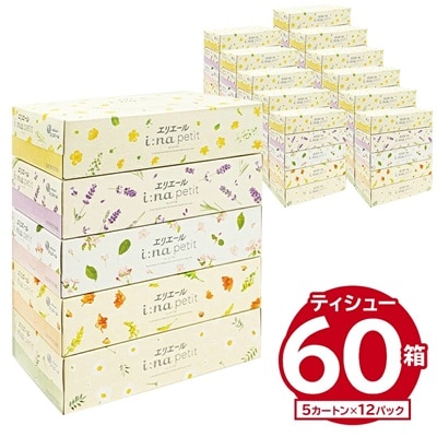 エリエール i:naイーナ petit ティシュー 150W5P×12パック 箱 ボックス