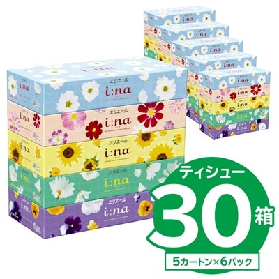 【ハーフサイズ】エリエール i:na(イーナ)ティシュー 150W5P×6パック  防災 備蓄