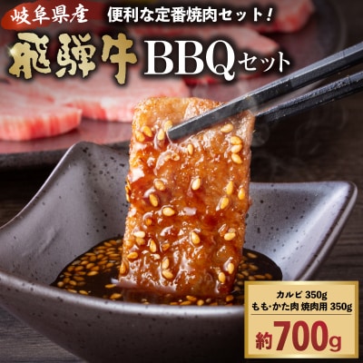 飛騨牛BBQセット(カルビ350g、もも・かた肉 焼き肉用350g)　