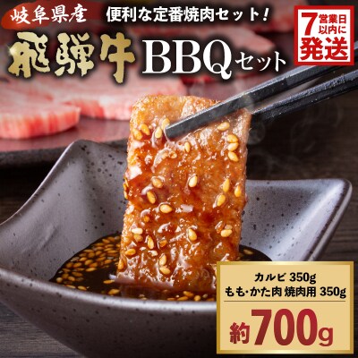 飛騨牛BBQセット(カルビ350g、もも・かた肉 焼き肉用350g)　