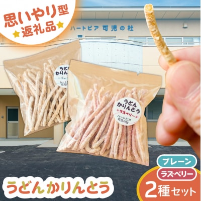 【思いやり型返礼品】障がい者福祉施設　ハートピア可児の杜の「うどんかりんとう」プレーン+ラズベリー