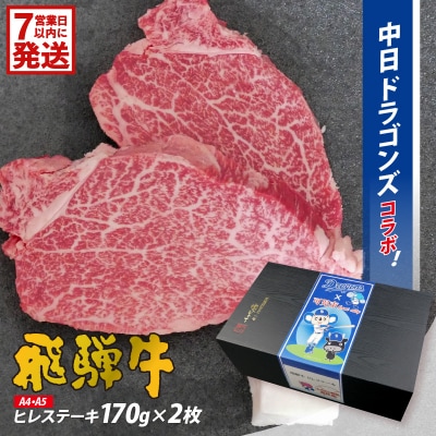 飛騨牛ヒレステーキ 340g(170g×2枚)【中日ドラゴンズコラボ】
