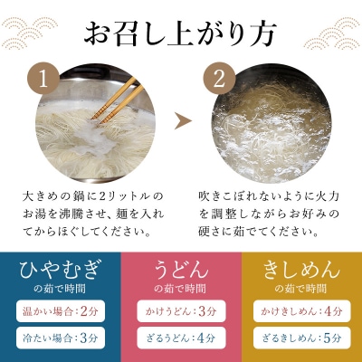 創業明治33年の老舗製麺所が作る「生ひやむぎ・生うどん・生きしめん」30食