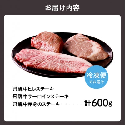 鉄板焼金三の希少部位ステーキセット(飛騨牛のヒレステーキ、サーロインステーキ、赤身のステーキ)