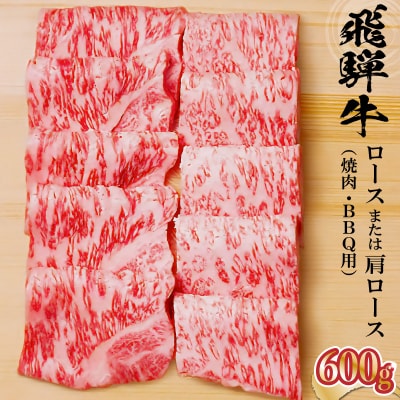 飛騨牛 ロースまたは肩ロース 600g (焼肉・BBQ用)