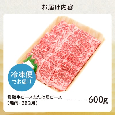 飛騨牛 ロースまたは肩ロース 600g (焼肉・BBQ用)