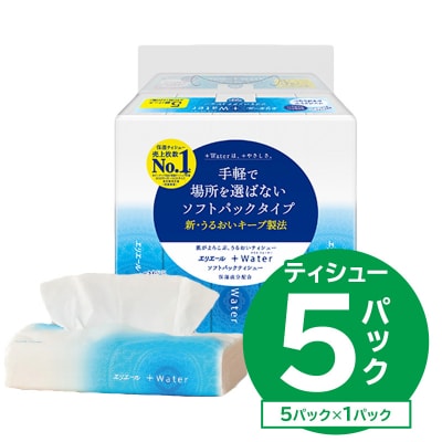 エリエール +Water(プラスウォーター)ソフトパックティシュー　120W5P×1パック