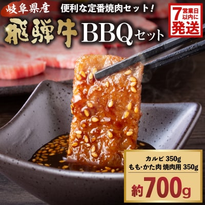 飛騨牛BBQセット(カルビ350g、もも・かた肉 焼き肉用350g)