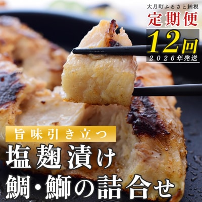 【定期便 12回】塩麹に漬け込んだタイ&ブリ