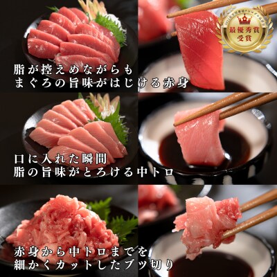 【定期便 6回】日本一!黒潮本まぐろ 中トロ・赤身・ブツ切り 3種セット