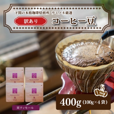 訳あり コーヒー豆セット 東ティモール 400g(100g×4袋) EW126