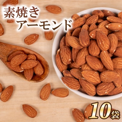 アーモンド 10袋 無塩 素焼き JN003
