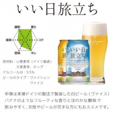 クラフトビール　いい日旅立ち (白ビール) 350ml缶 2缶セット×6組