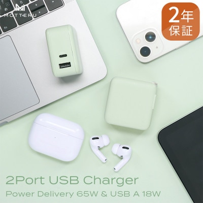 AC充電器 PD65W対応 2年保証 ピスタチオ(MOT-ACPD65WU1-PS)