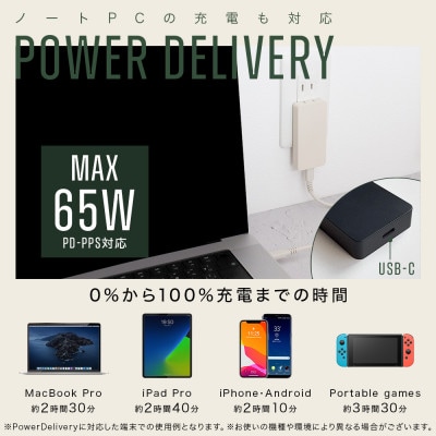 AC充電器 PD65W USB-C 1ポート スモーキーブラック(MOT-ACPD65-BK)