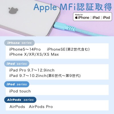 グラデーションケーブル A to L 1m シャーベット(MOT-SCBALG100-SE)