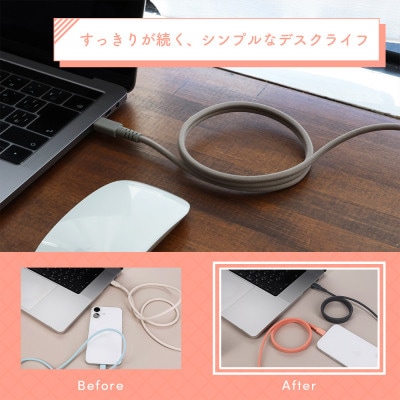 マグネットケーブル USB-C to USB-C アーモンドミルク (MOT-MGCC100-AM)