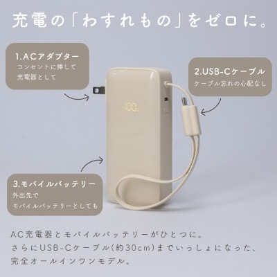 コンセント一体型モバイルバッテリー 10000mAh(MOT-MBAC10002-ECPU)