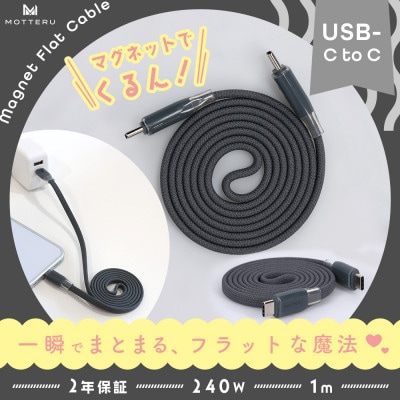 マグネットフラットケーブル PD240W対応 スモーキーブラック (MOT-MGFCC100-BK)